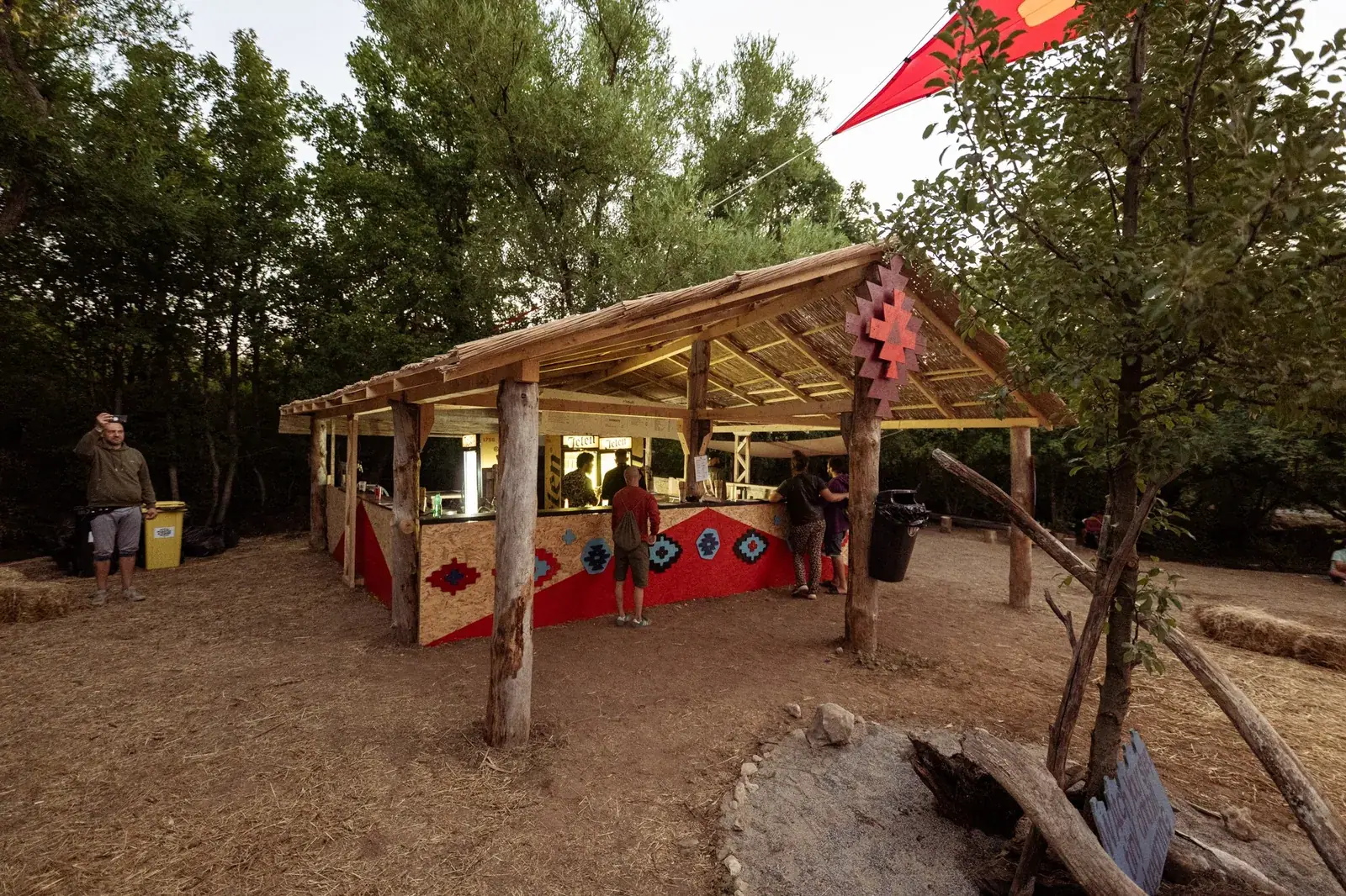 The wooden bar pavilion