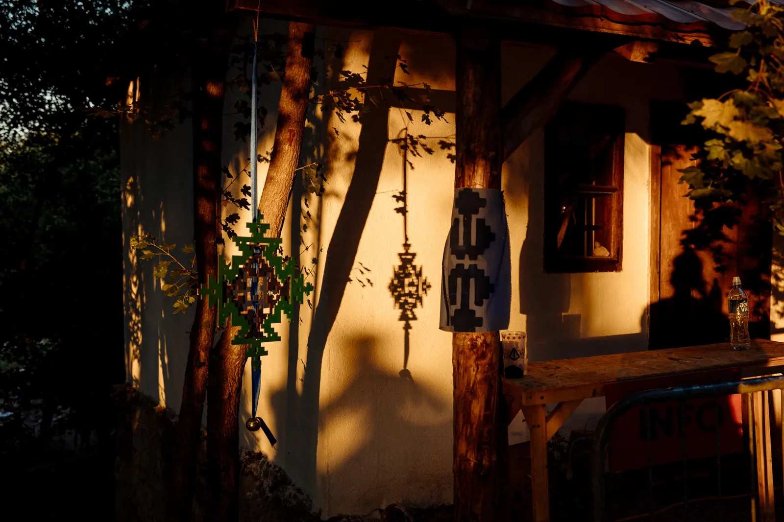 An old wooden house in the village in afternoon light